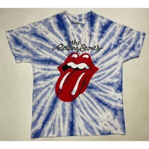 The Rolling Stones Graphic T-shirt Women Small Blue White Tie Dye Music